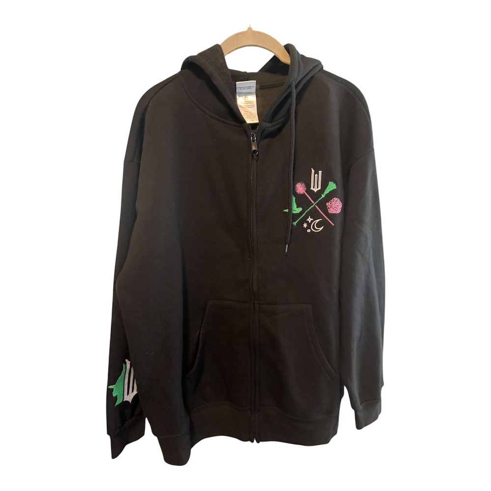 Wicked The Musical Official Zip Up Hoodie Black Green Pink XL NWT